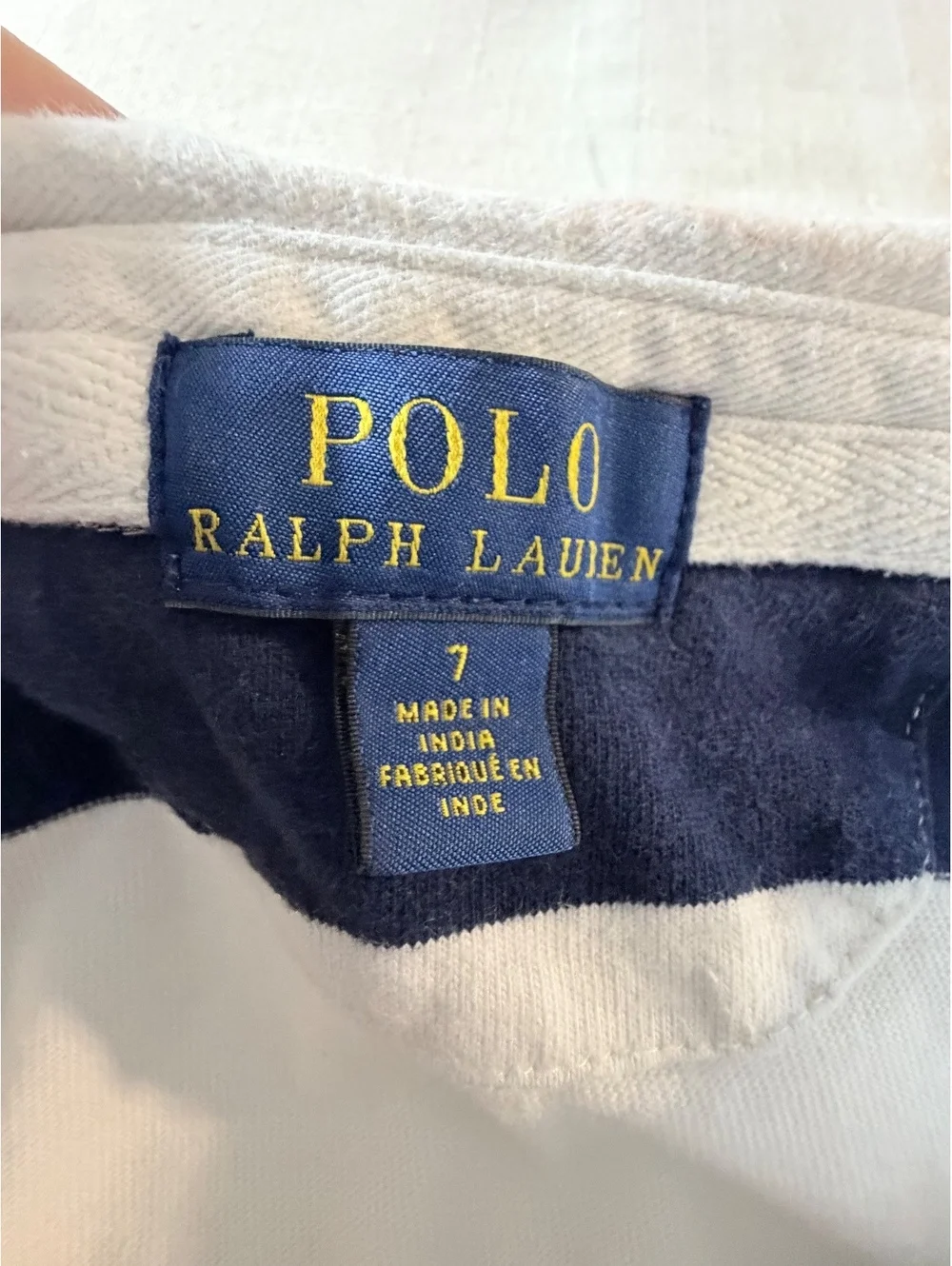 Polo Ralph Lauren Boys' Long Sleeve Rugby Shirt Size 7 Navy and White Striped
